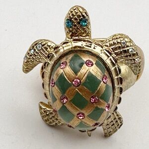 Vintage BETSEY JOHNSON Sea Excursion Collection Sea Turtle Stretch Ring Size 7.5